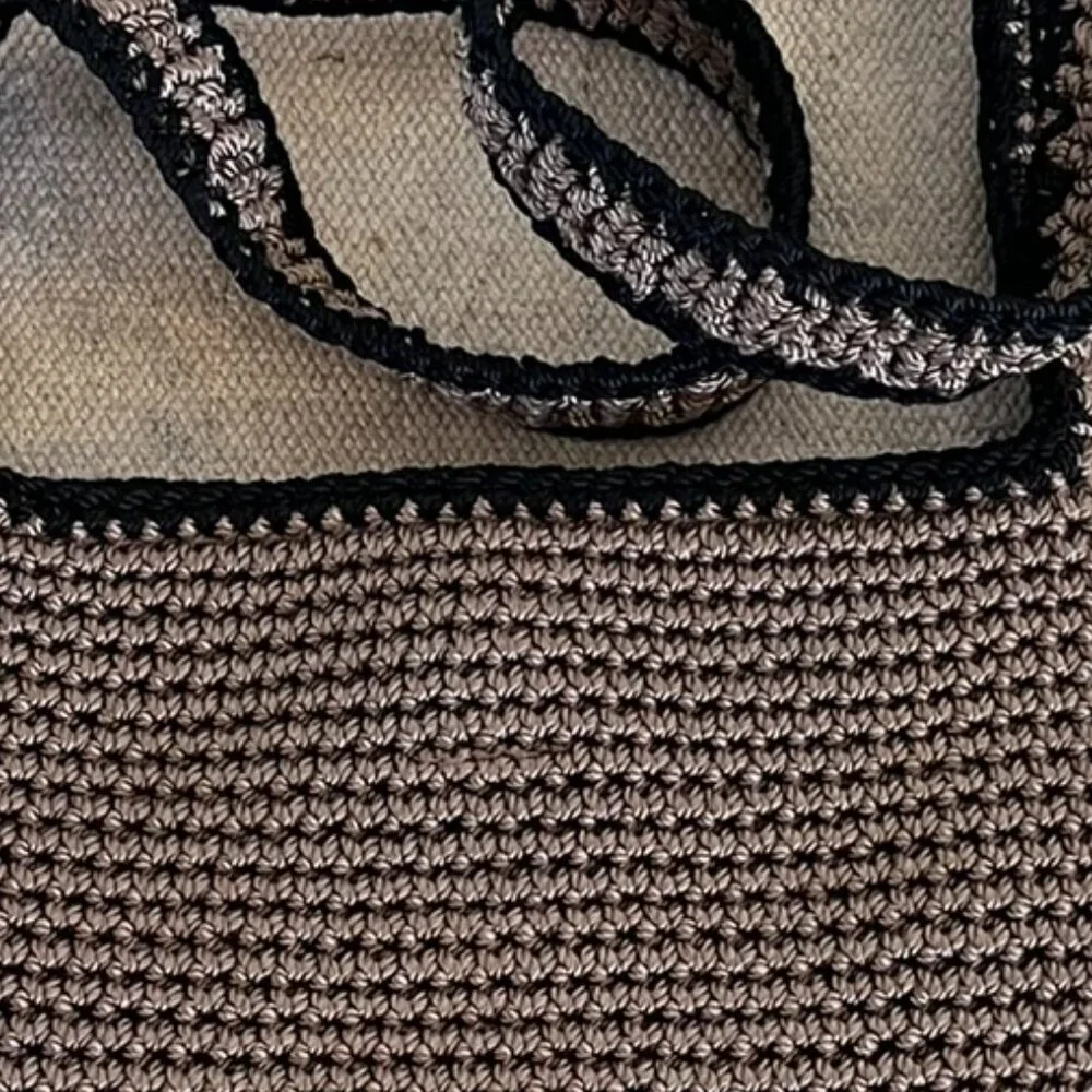 The Sak Brown Black Trim Crochet Fringe Bohemian Festival Shoulder Bag - Picture 6 of 7